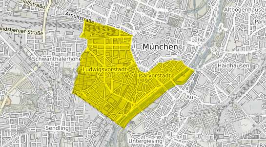 Immobilienpreisekarte München Ludwigsvorstadt Isarvorstadt